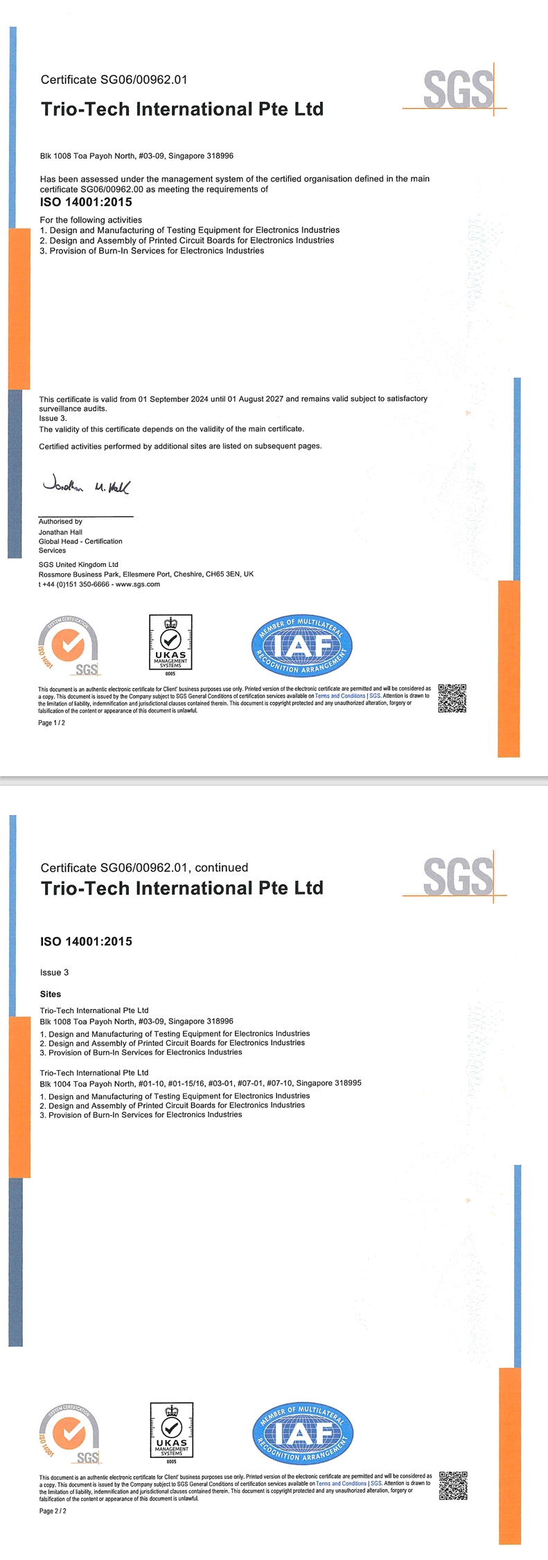 Singapore ISO 14001